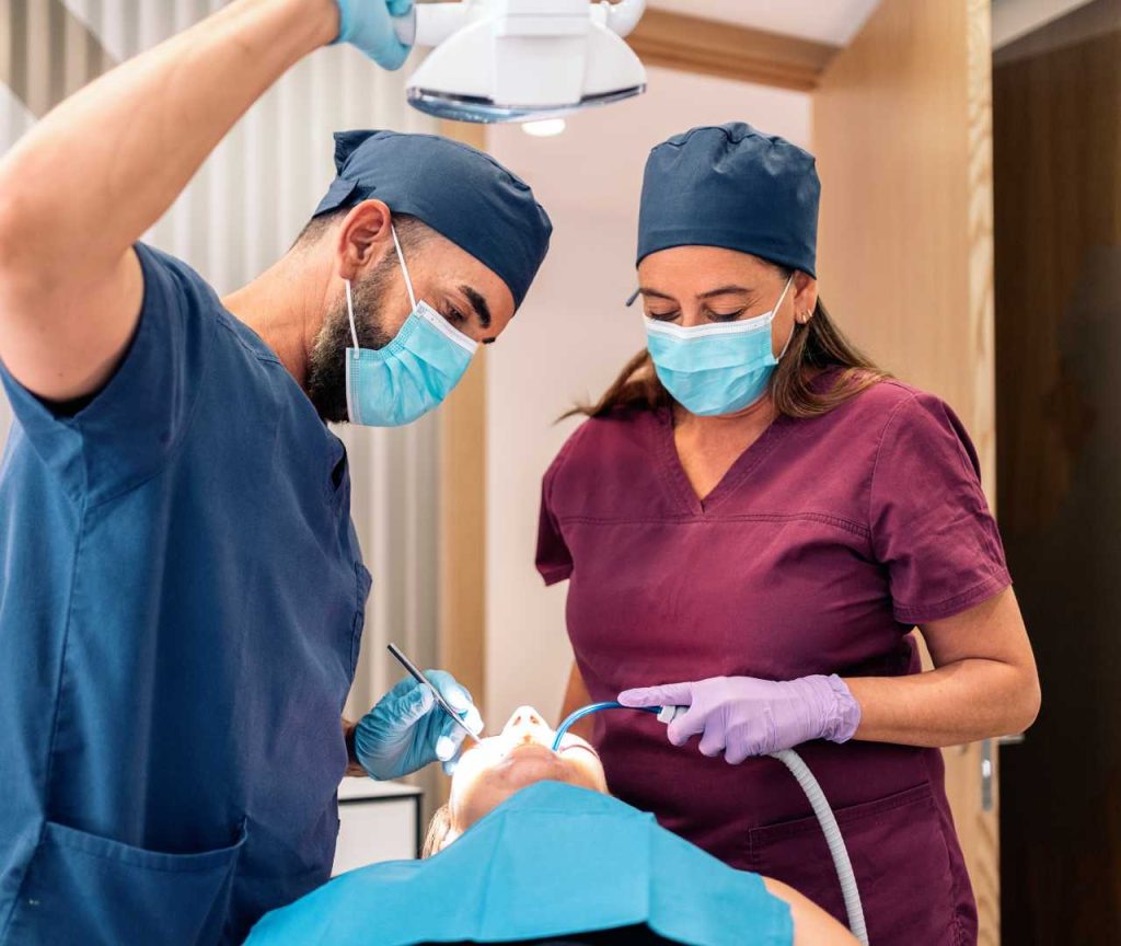 Dentist operating